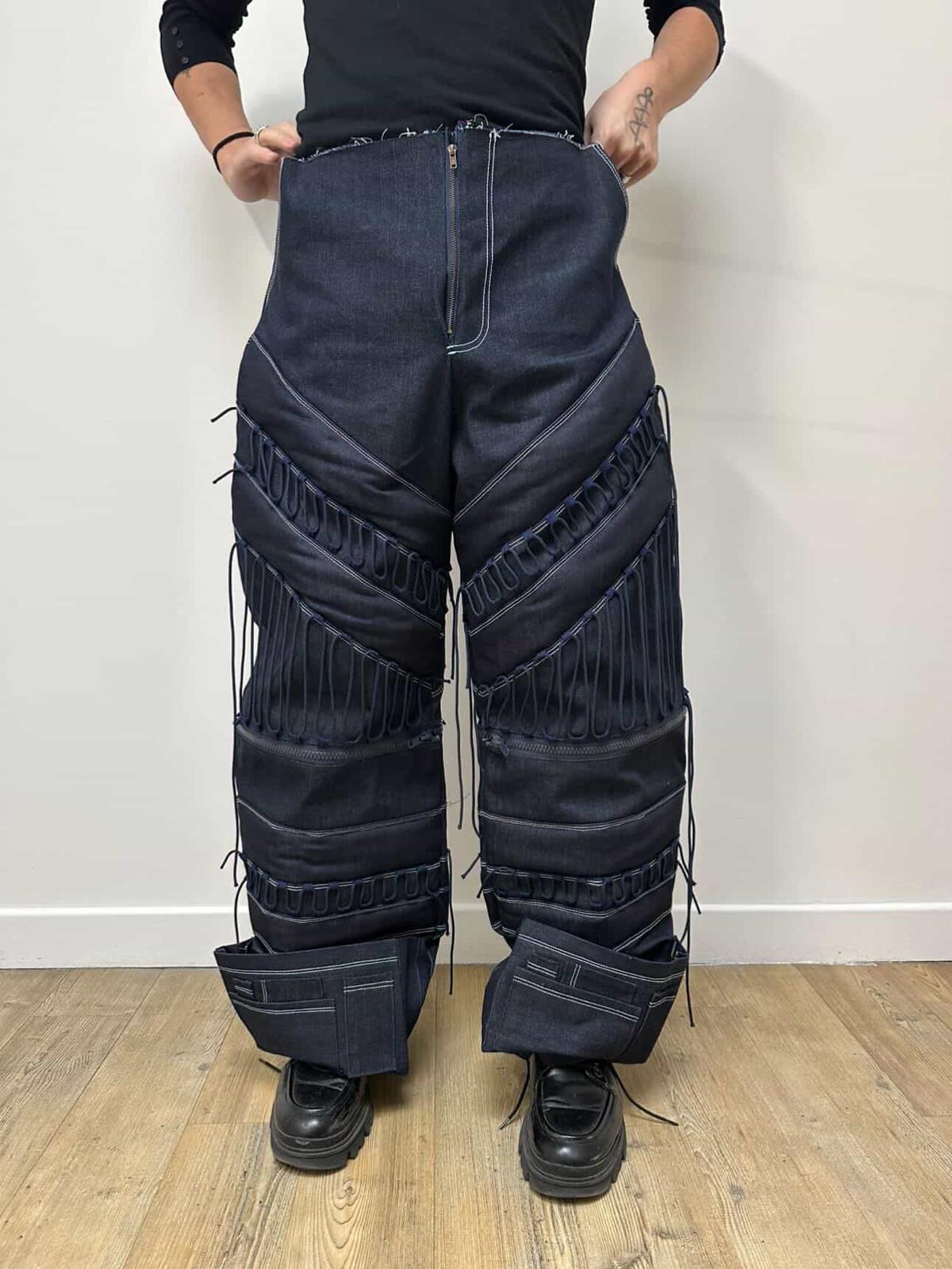 Pantalon Denim — Laçage & Chevrons